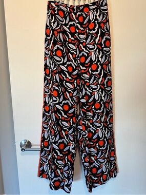Anthropologie Wide-Leg Pants in Black, Red & White Floral Print